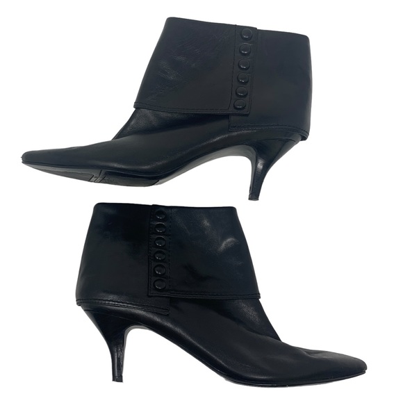 Nine West Black Leather Ankle Boots • Tyro Kitten Heel Size 6.5 - Picture 6 of 10